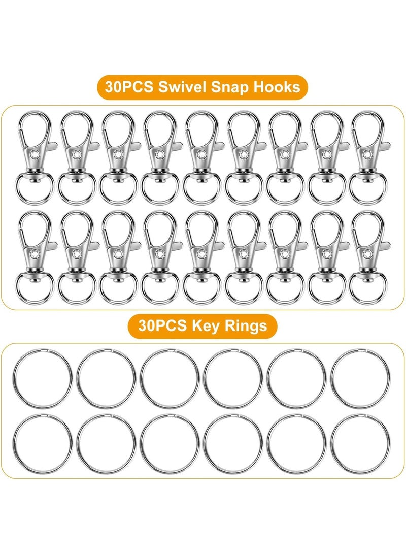 60PCS Keychain Making Kit, Including 30PCS Keychain Clips Hooks and 30PCS Key Chain Rings, Keychain Accessories, Lobster Claw Clasps with Keychain Rings for Crafts - Image 3